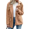 Womens Wool Blends Brand Wholesale Button Lapel Loose Fleece Sweater Cardigan Sheep Woolen Coat Women Jacket Winter 230822