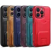 Luxury Retro Anti-Slip Leather Vogue Phone Case för iPhone 14 13 12 11 Pro Max XR Samsung Galaxy S23 Ultra S22 Plus Invisible Bracket Card Slot Wallet Kickstand Shell