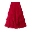 Spódnice Duosha Ruffles Design Sense Sense Sense For Women High talia Solidne warstwy swobodne A-line Odzież 2023 Spring Trenda 5585