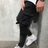 Olome helt nya män Multi-Pocket Biker Jeans Male Slim Cargo Joggers Trousers For Mens Black Color Streetwear Swag Denim Pants T202241