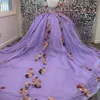 Robe De Quinceanera scintillante lavande, épaules dénudées, motif Floral en cristal, fleurs 3d, robes formelles d'anniversaire De 15 ans