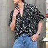 Camicie casual maschile floreali di stampa coreana per vacanza manica corta estate hawaiano streetwear lgbt camicetta LGBT