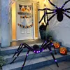 Inne imprezy imprezowe 125 cm Luminous Halloween Spider Straszny gigantyczny pająk LED Spider Web Halloween Decorations Props Haunted Indoor Outdoor Decoration 230823