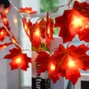 Andere evenementenfeestjes Artificial Autumn Maple Bladeren Pumpkin Garland Led Fairy Lights for Christmas Decoration Thanksgiving Party Diy Halloween Decor 230823
