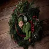 Dvotinst nyfödda babyfotografering Props julgrön röd jultomten hatt romper 2 st.