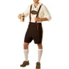 Herrspåriga Halloween -kostym Mens Oktoberfest Bavarian Beer German Shorts Outfit Overall Hat Hatt Suspenders Short Set 230822