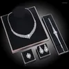 Brincos de colar Set MyFeivo Micro-Inchaid Zircon Bride Jewelry Luxury Ladies Wedding Party 4 Pieces Bracelet Ring Gifts XXY0105