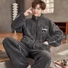 Men's Sleepwear Autumn Winter Su Velveteen Pajamas Sets Male Coral Fleece Pijama For Men Loune Suits Omewear Fasion