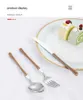 Stainless Steel Tableware 4/5 Set Japanese and Korean Style Imitation Wooden Handle Small Waist Knife Fork Spoon Set Gift Box HKD230812