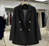 Women's Suits Casual Suit Jacket Autumn Winter British Style Metal Double-breasted Fashion Rice-white Black Commuting