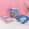 Wrap regalo 1pc Borsa da sposa Storage Packaging Flower Painting Shopping Shopping Kraft Tote Moon Borse 2023