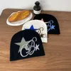 Feanie/crânio Caps Ins Star Bordado de malha chapéu fino