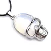 Chains Natural Crystal Stone Skull Charms Necklace For Women Men Fashion Healing Reiki Halloween Jewelry Gifts