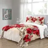 Set di biancheria da letto moderna fiore rosso di lusso diamante cigno set di biancheria da letto set di coperture per copripiumino e copertura R230823