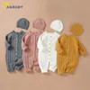 Rompers Ma Baby 018m Varma kläder Knit Romper Born Spädbarn Toddler Boy Girl Long Sleeve Jumpsuit Hat Fall Outfits 230822