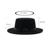 Large bord chapeaux seau rétro hiver automne femmes hommes chapeau haut de forme imitation laine feutre Fedora boucle de ceinture décoré dames plaisancier chapeau plat bord 230822