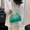 Evening Bags Dinner Shoulder Bag Amazing Shine PU Knitted Woven Women Lady Top Brand Crossbody Chain Femme Handbag Tote Purse Satchel 230823