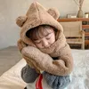 Caps Hats Cute Bear Baby Plush Hat Scarf Gloves Winter Thick Warm Beanie Cap for Boy Girl Cartoon Kids Hood Headgear Bonnet 230823