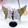 Figurine decorative Ocean Natural Ocean Jasper Butterfly Wings Mini Crystal Crystal Creation Gemstone Girl Birthday Present DECORAZIONE DELLA CASA 1PAIR