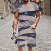 Herren-Trailsuiten 2 Stück abstrakte Pflanzenblätter Sets 3D-Druck Kurzarm T-Shirt Strand Shorts Set Streetwear Casual Hosen Anzüge