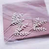 Pinzas para el cabello Cristal Rhinestones Pin Clip Hoja Horquilla para novias Damas de honor Color plata Pieza para la cabeza Accesorios de boda Joyería nupcial