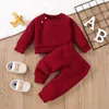 Rompers born Baby Girl Boy Clothes Set Solid Color Long Sleeves Top Pants 2PCS Costume Leisure Sport Spring and Autumn Suit 230822