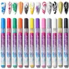 Vernis à ongles 12pcs / set Nail Art Dessin Stylo Couleur Tique Stylo DIY Français Ligne Étanche Stylo Détail Motif Floral Manucure Outils 230822