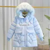 Down Coat 4 Color Winter Keep Warm Girls Jacket Diamant Mesh Print kan worden gevouwen vulling voering met fluweeljas voor kinderen J230823