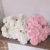 Decorative Flowers Wreaths 9Heads Rose Bouquet Artificial Flower Wedding Rose Decor Scene Display Floral Gift Pink White Camellia 230823