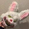 Maski imprezowe Cosplay Bloody Rabbit Plush Bunny Mask Dekoracyjny festiwal maska ​​krwawa niedźwiedź nagłówka rekwizyt Halloween Horror Mask 230823