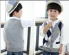 Pullover jesienna wiosna kamizelka swetra dla dzieci dziecięce ubranie kraciasty płaszcz dziecięcy bawełna gruba top chłopcy kamizelka kardiganowa 230822