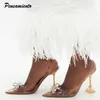 Robe de mode de marque 879 Sployages Bowknot Femmes Pumps Sexy Clear PVC Slingback High Heels Jelly Summer Moudies Wedding Bridal Shoes 230822