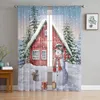 Rideaux transparents écureuil noël bonhomme de neige boîte-cadeau Tulle pour salon chambre voile rideau Organza balcon fenêtre rideaux 230822