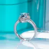 Anéis de casamento qinhuan 2 quilates anel de diamante de água para mulheres S925 Sterling Silver Platinum Jóias finas 230822