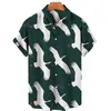 Koszulki męskie Camisa Hawaiana de Manga Corta para hombre nieformalny Talla Grande con estampado Grulla Playa 2023