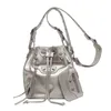 Popular New Bucket Bag, Fashionable and Personalized, Versatile and Versatile, Drawstring One Shoulder Diagonal Straddle Bag