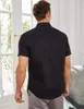 Chemises décontractées pour hommes Chemise en lin à manches courtes de haute qualité Cubain Beach Top Pocket Guayabella Hommes