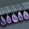 Chains 6PCS Wholesale Irregular Reiki Healing Natural Amethyst Pendant Necklace For Jewelry Making DIY Accessories Rope Chain Charm Gif