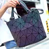 Shoulder Bags Luminous Bag Geometry Diamond Tote Folding For Women Laser Plain Handbags Hologram Female Purse Bolso