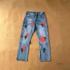 2023 Jeans para hombre Diseñador Hacer viejos jeans lavados Pantalones rectos cromados Estampados de letras del corazón para mujeres Hombres Casual Estilo largoKSS7