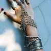 Link Bracelets Vintage Multi-Layer Hollow Engraved Charms Linked Ethnic Net Style Silver Plated Hand For Women