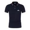 قميص جولف للرجال للرجال الصيفي الصيفي للرجال الجاف الجاف قميص البولو الأزياء القصير الأكمام قمم J Lindeberg Golf Shirt T-Shirt T-Shirt عالي الجودة الإنتاج