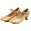 Dress Shoes Shiny Ladies Adult With Modern Soft-soled Dance Baotou Sequined Latin Square Women's