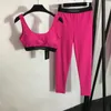 Kvinnor Sexig Yoga Vest Pants Tracksuit Fashion Camisole Street Style Stretch Pants Tight Legings Sports Gym Set