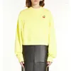 Sweat-shirt à capuche pour femmes, vêtement européen et américain, broderie de fruits et cerises, jaune, court, début d'automne