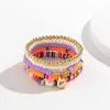 Braccialetti Link 5pcs Braggle di perline elastico con imitazione perle Flower Charm Women Y2K Jewelry F19D