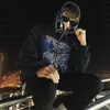 رجال الرجال للرجال Sweatshirts zip Hoodie Men Goth Rhinestones Skeleton Graphics Sweeve Sweatshirt Eversive y2k clothers Hoodie Hoodie Sweater 230822