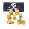 Party Decoration 100st Plastic Gold Treasure Coins Pirate Props Toys Halloween Kids Birthday Accessories 230822
