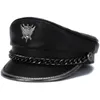 Boinas Novidades de inverno masculino de couro genuíno Hat macho top clenge locomotiva Retro Militar Caps Estudantes Cadeia Cortical Punk Gorra 230822