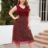 Casual Dresses Plus Size Sequin Mash Dress V Neck Loose Summer Elegant A Line Tank For Women Women'S Clothing